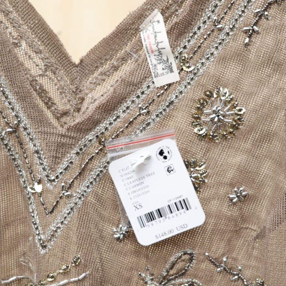 NWT Free People Nightcap Embellished Slip Brown XS - Picture 5 of 5